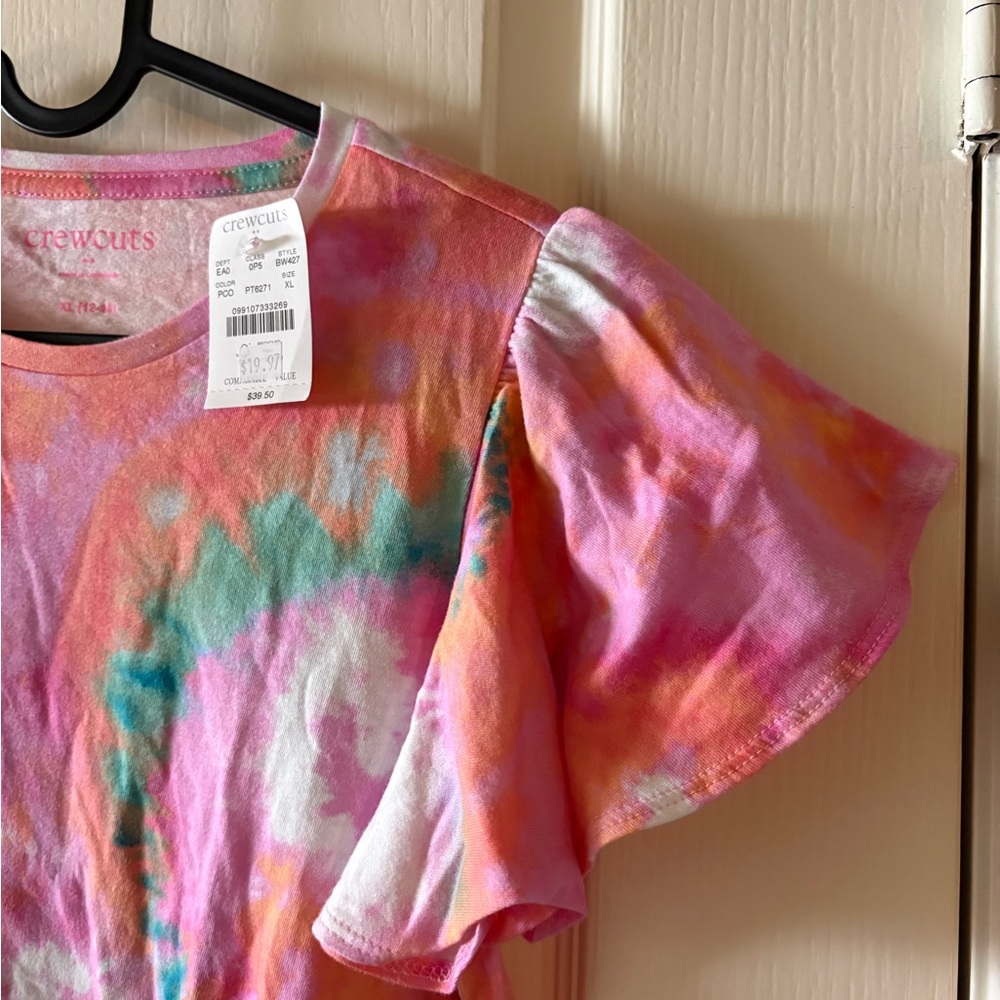 Crewcuts Girls XL Tie-Dye Ruffle Sleeve Tee (NWT)